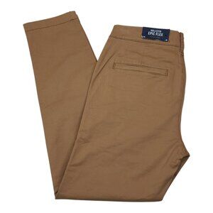 Hollister Epic Flex Skinny Chino Pants W28 L28 Tan Stretch Cotton Mens Casual